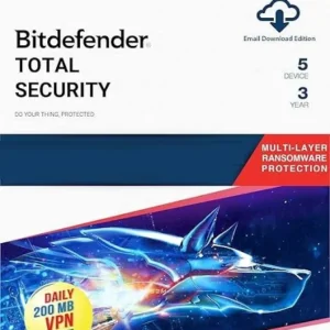 Bitdefender Total Security 5 Devices, 3 Years (Windows/Mac/Android/iOS) | Email Delivery