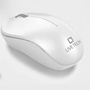 Live Tech Wireless 2.4G Optical Mouse – Polar White | 12-Month Battery Life | USB Nano Receiver | Compact & Comfortable Design for PC & Laptop