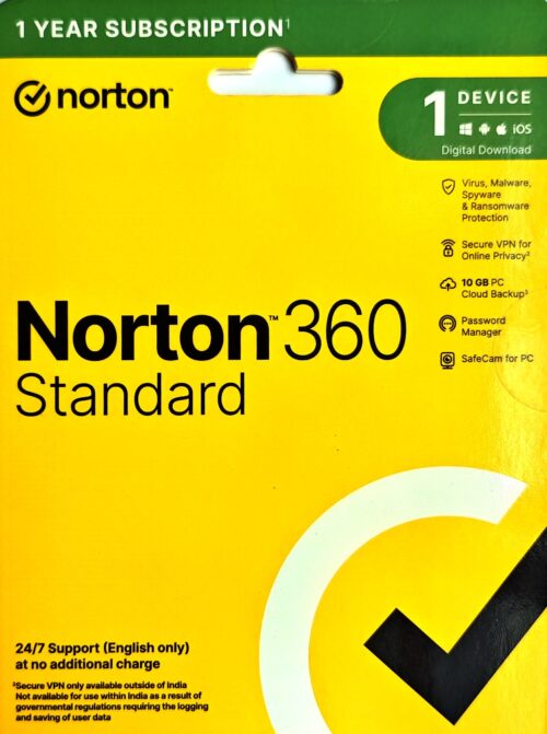Norton 360 Standard – 1 User, 1 Year | Subscription | Get It Instantly by Email