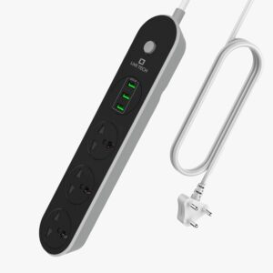Live Tech PS05 Universal Power Strip with 3 Sockets (10A) + 3 USB Ports (3.1A) – Multiport Power & Fast USB Charging