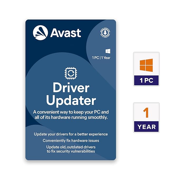 Avast Driver Updater 1 User, 1 Year License | Windows | Email Delivery