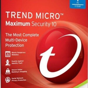 Trend Micro Maximum Security 1 Device, 1 Year | Windows, Mac, Android, iOS | Email Delivery