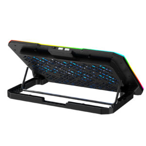 LiveTech Vostok 6-Fan RGB Laptop Cooling Pad – Adjustable Height & Phone Stand