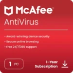 McAfee Antivirus 1 User, 1 Year latest version Email Delivery