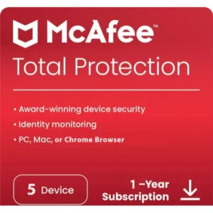 McAfee Total Protection 5 Devices, 1 Year latest version Email Delivery