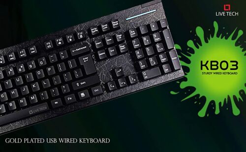 Live Tech Kb03 Pro Gaming Premium Membrane Gold Plated USB Rugged Body High Raised Multiple Function 19 Keys Anti Ghosting Full Size Keyboard High Cable Quality,Without Palm Rest(2 Yr Warranty) - Image 3