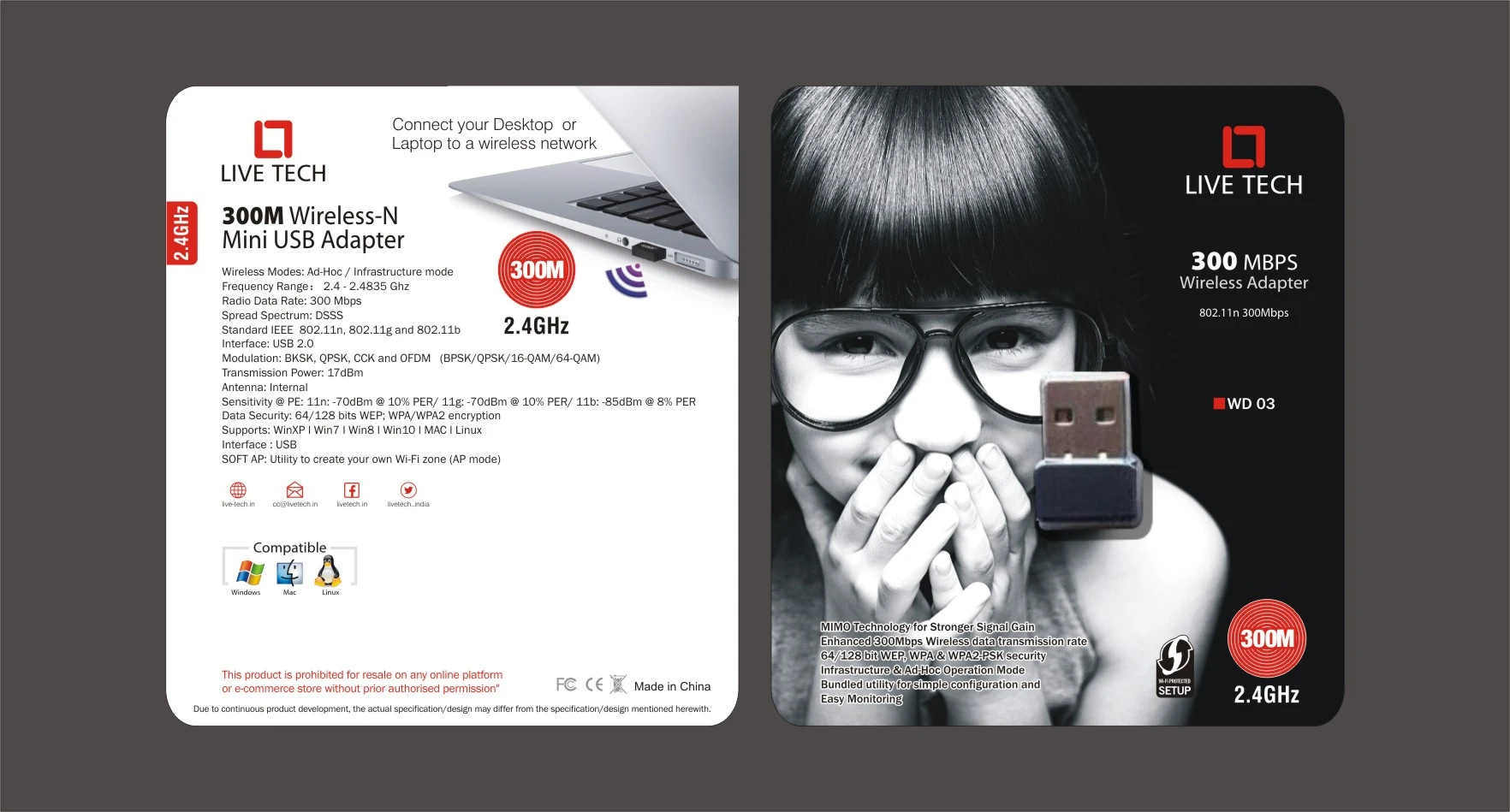 WD03 300Mbps USB WiFi Adapter